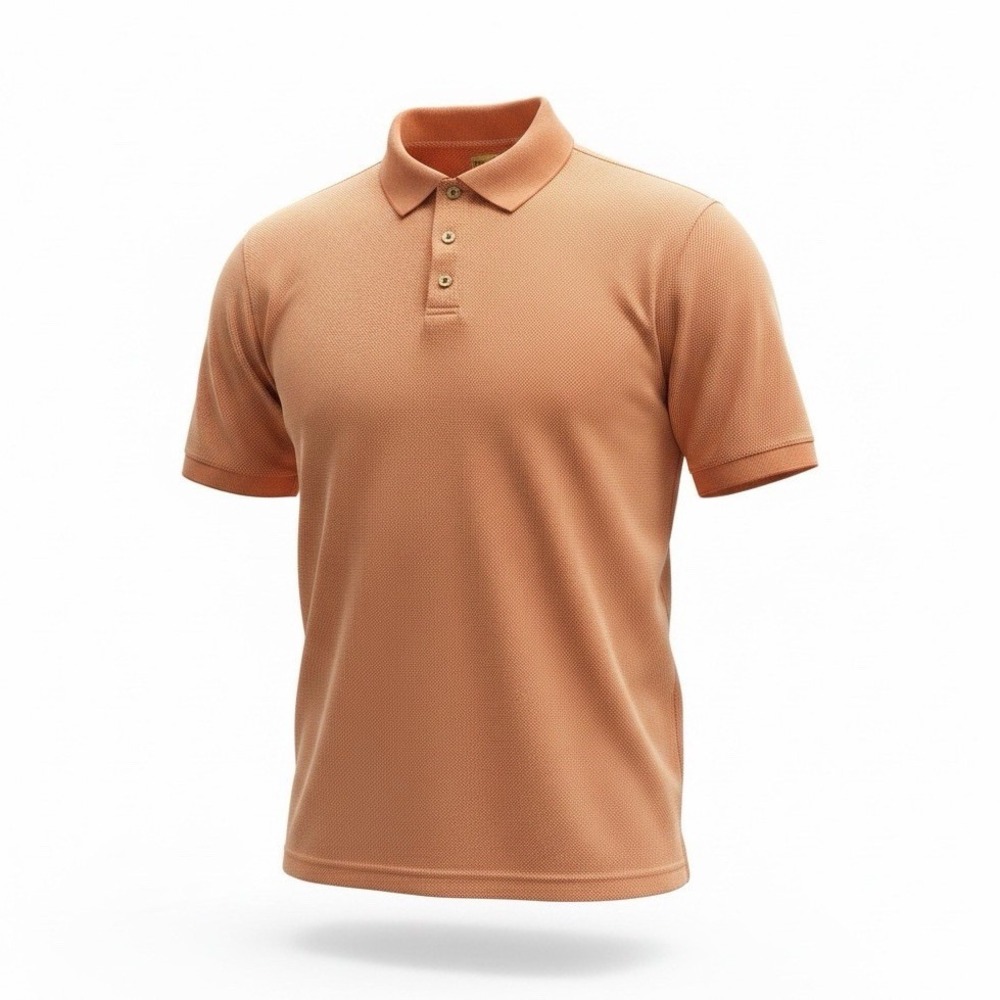 Jos. A. Bank Men's L Orange Solid Collared Short Sleeve Polo Shirt Button